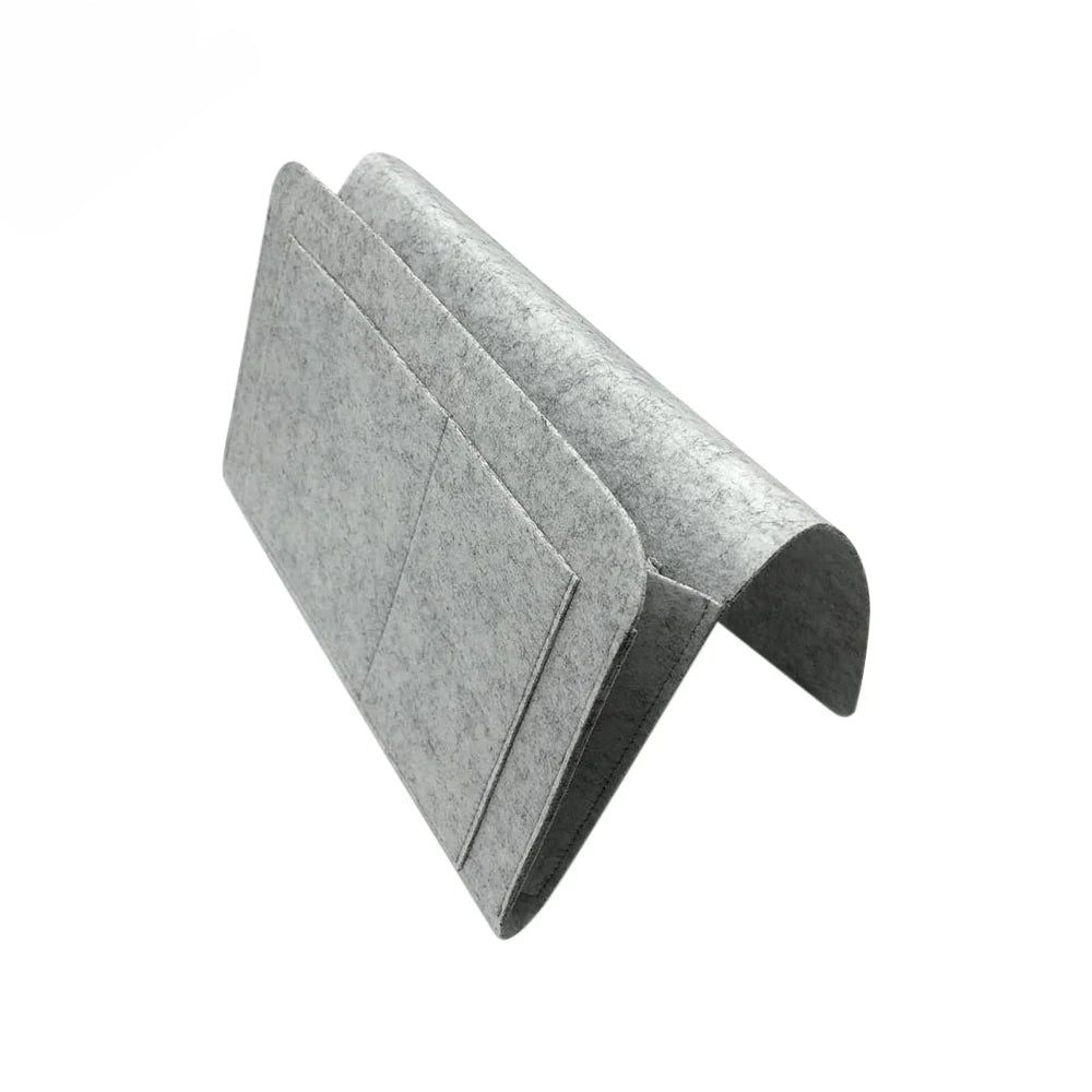 Felt Bedside Storage Organizer - Phone, Book & Magazine Holder with Hanging Pockets for Bed & Sofa