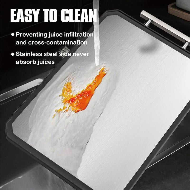 Premium Stainless Steel Double-Sided Cutting Board 16"x11" - Dishwasher Safe, Non-Toxic, Knife-Friendly!