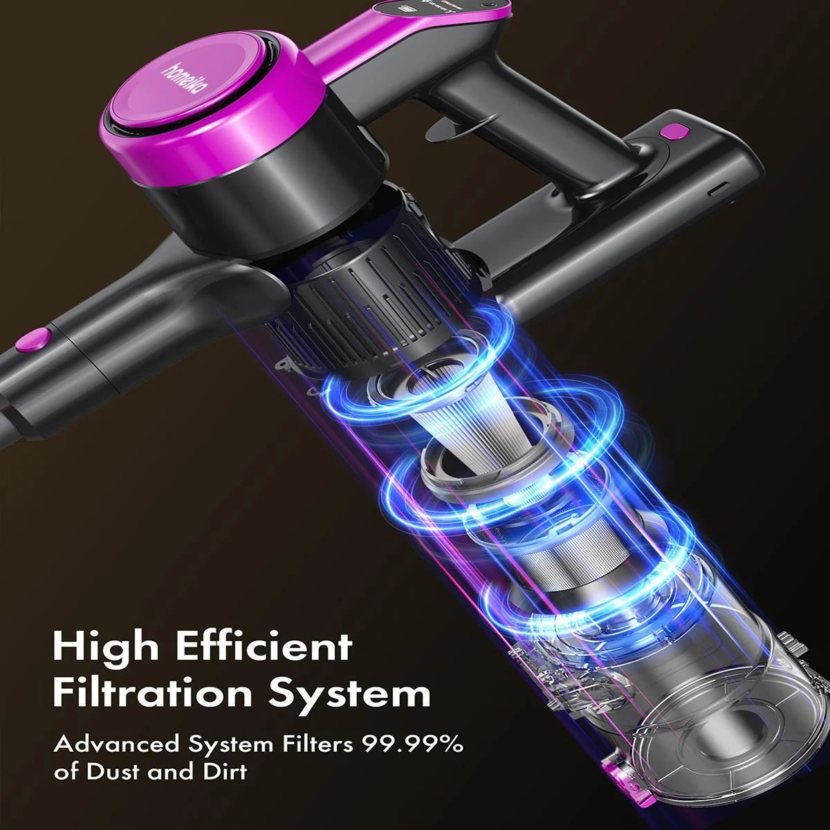 Powerful Cordless Vacuum Cleaner - 300W, 23Kpa Suction, LED Display, 48Mins Runtime, Lightweight Stick with Sofa Brush for Hard Floors, Carpets & Pet Hair - Black