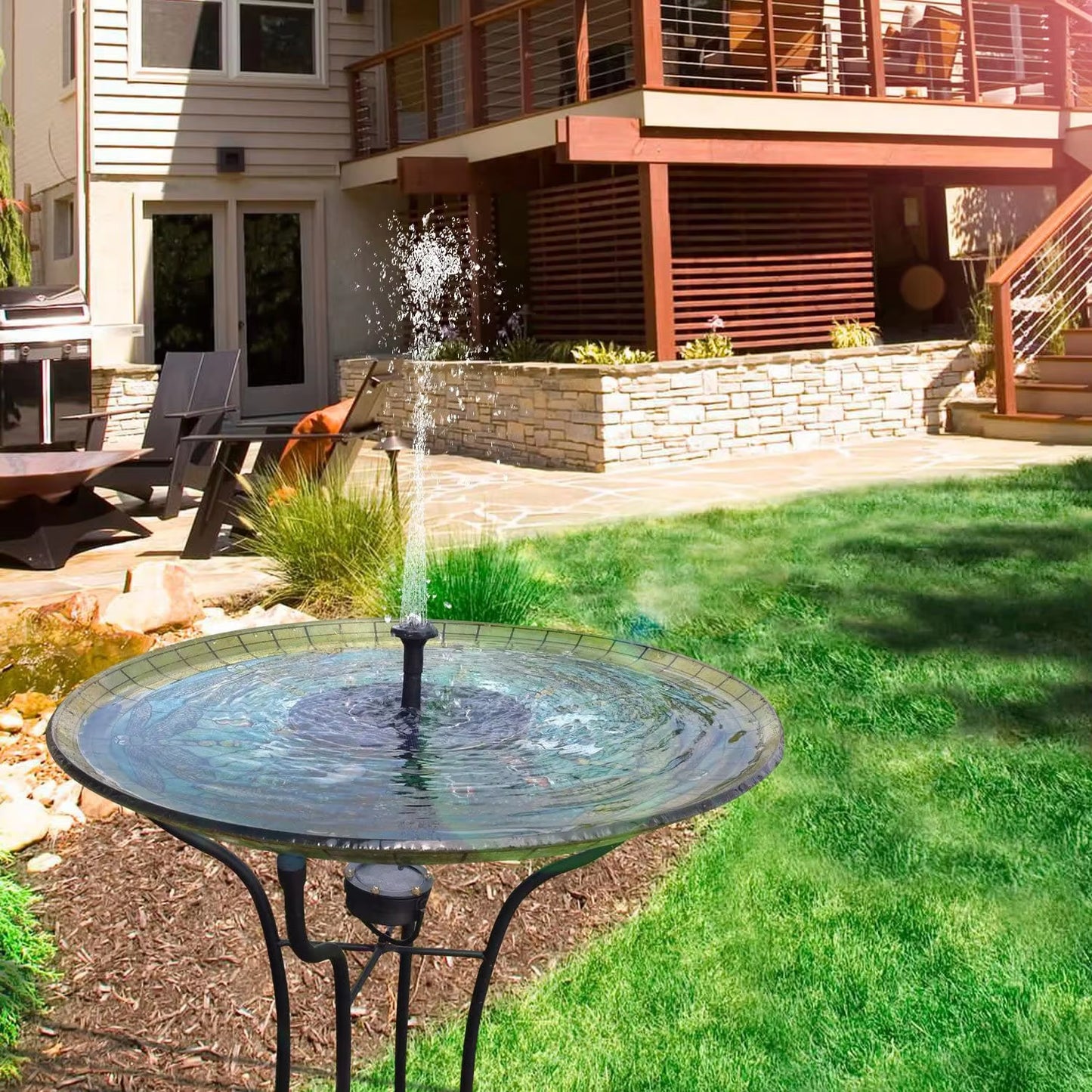 Solar-Powered Fountain Pump β 3.5W Floating Water Pump with Battery Backup & 6 Nozzles for Bird Baths, Ponds & Gardens