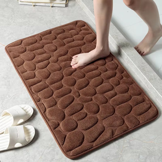 CobblestoneNon-Slip Memory Foam Bathroom Mat – Cobblestone Embossed for Ultimate Comfort & Safety