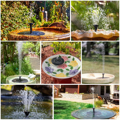 Solar-Powered Fountain Pump – 3.5W Floating Water Pump with Battery Backup & 6 Nozzles for Bird Baths, Ponds & Gardens