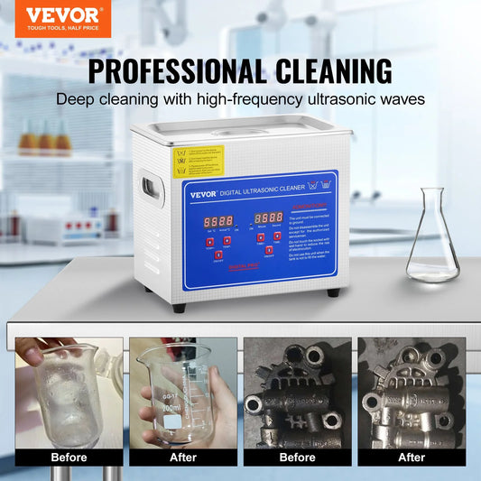 VEVOR 3L Ultrasonic Cleaner – Heated, Digital Timer for Jewelry, Glasses & More