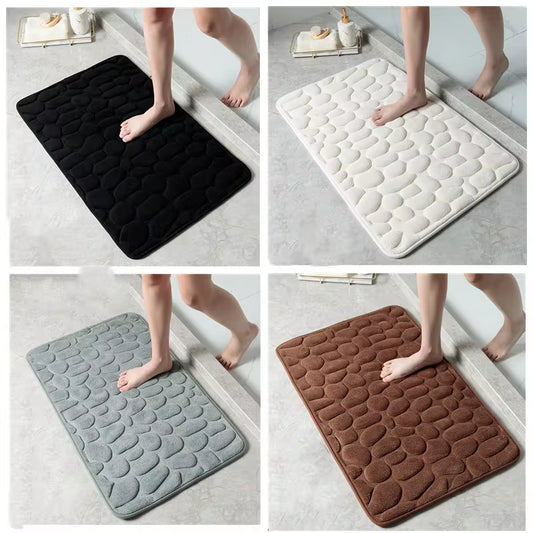 CobblestoneNon-Slip Memory Foam Bathroom Mat – Cobblestone Embossed for Ultimate Comfort & Safety