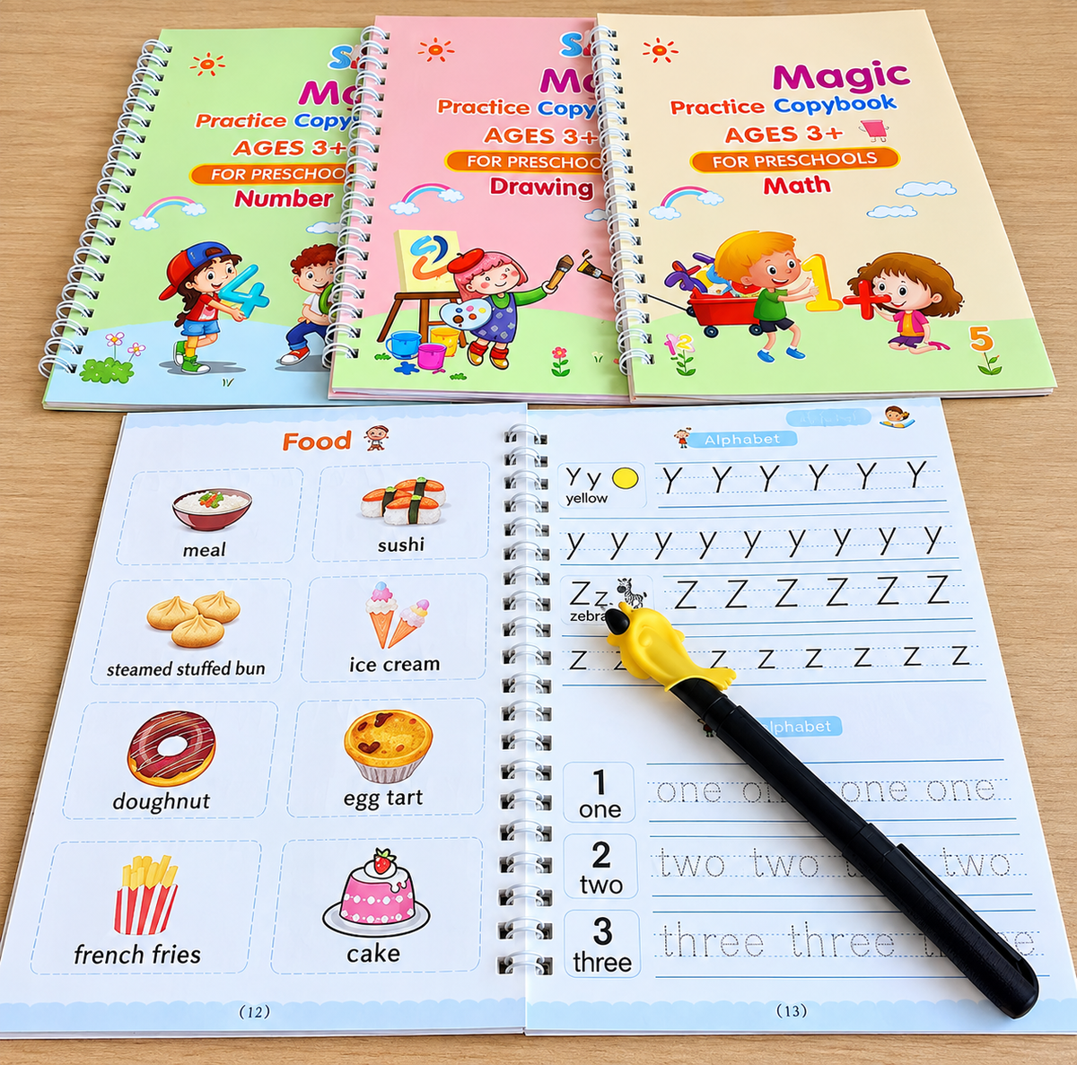 Sank Magic Practice Copybook (4 Books,1 Pen,1 Grip,10 Refill)