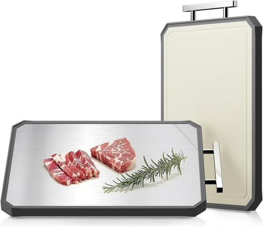 Premium Stainless Steel Double-Sided Cutting Board 16"x11" - Dishwasher Safe, Non-Toxic, Knife-Friendly!